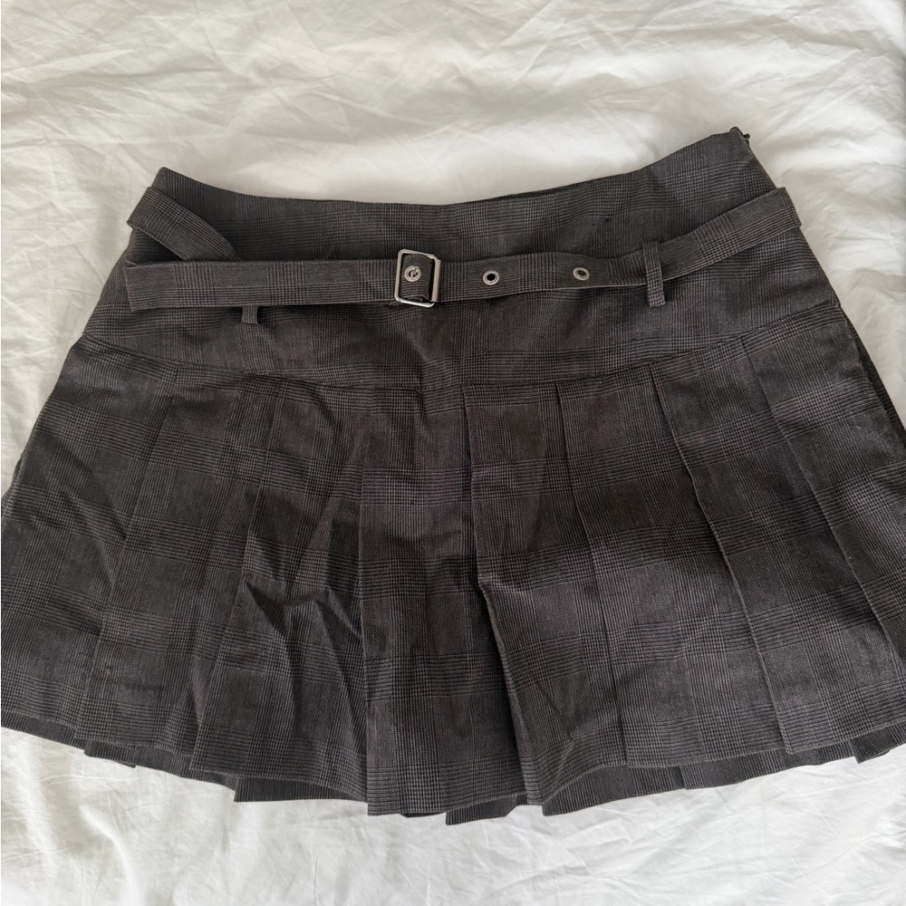 Lush Charcoal Pleated Skort with Belt